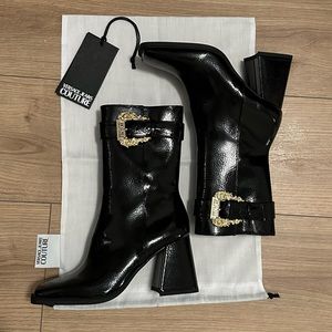 Versace Leather boots gold hardware